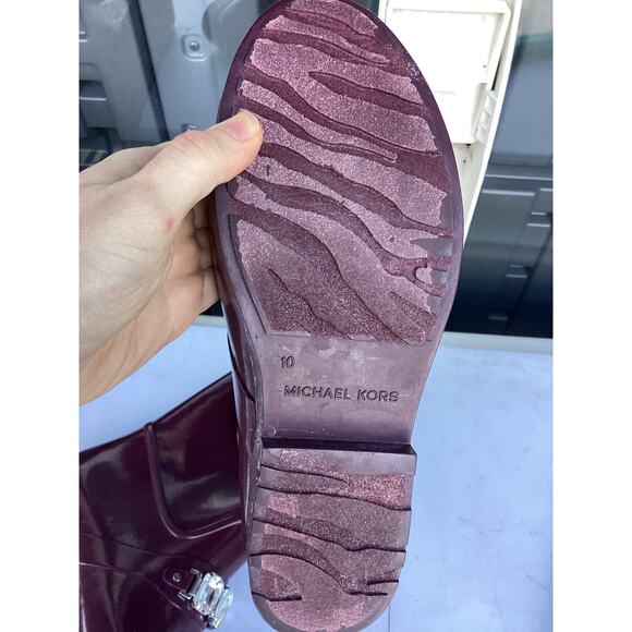 Michael Kors Leslie Rainboot Plum Size 10 - Picture 3 of 5